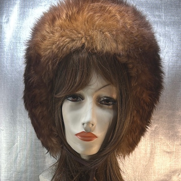 Shillitos Accessories - Brown Vintage Shillito’s Italian Fur Hat with Pom Poms EUC